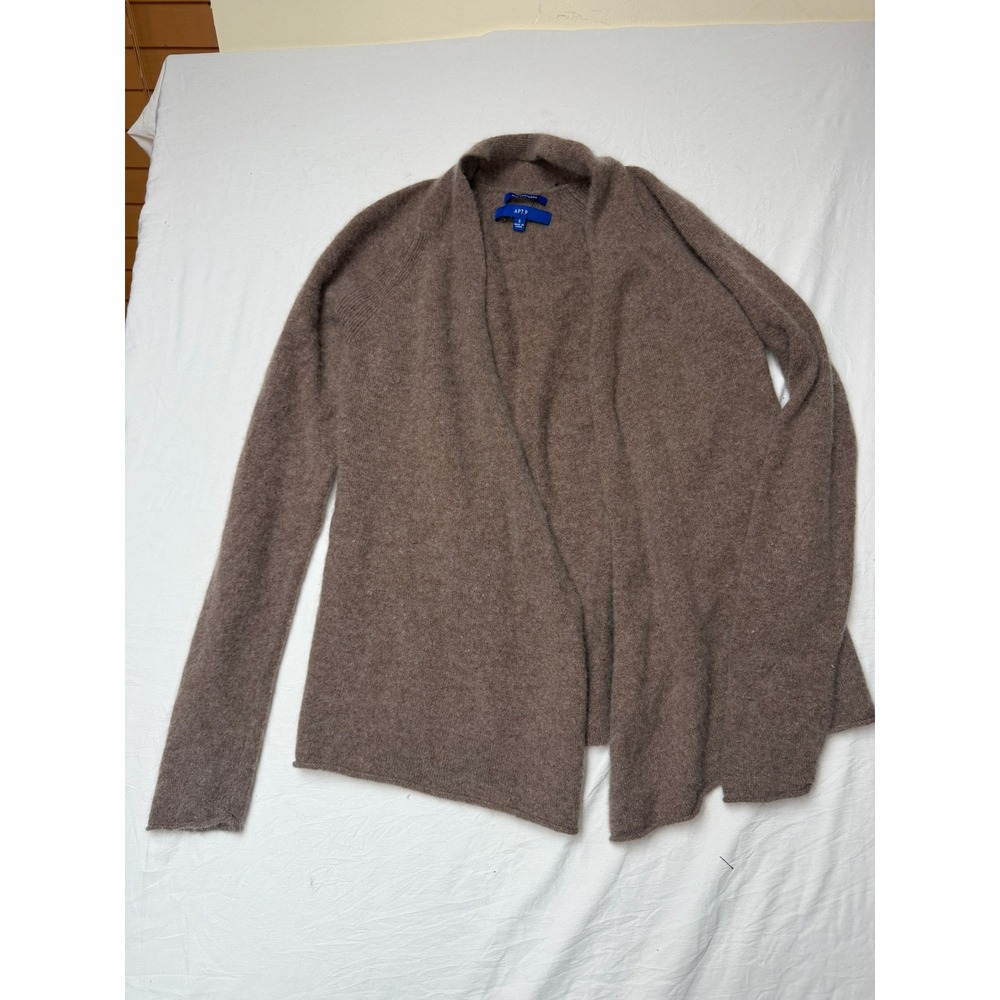 Apt 9 Womens Brown Open Front Draped Waterfall Cardigan Sweater S Long Sleeve